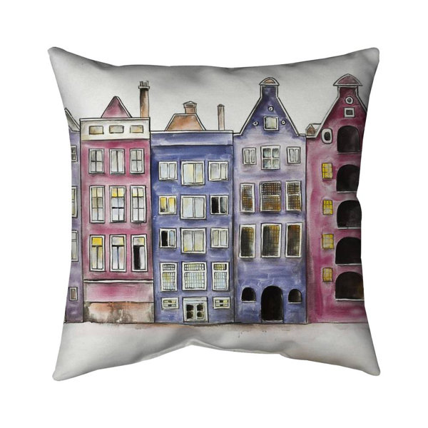 Begin Edition International Inc. Old Historic Houses Amsterdam Square Throw Pillow Cover Wayfair